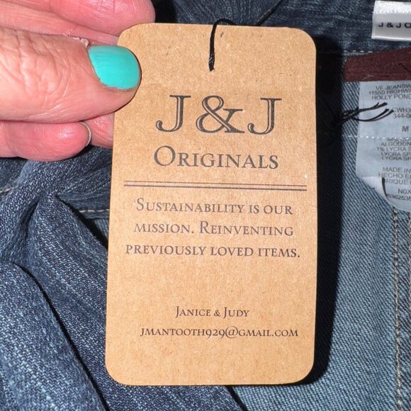 NWT J&J Originals Womens Denim Boho Artsy Retro Jacket Sunflower Fringe Detail M - Picture 6 of 11